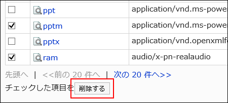 削除するボタンが赤枠で囲まれた画像