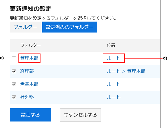 設定済みのカテゴリーを表示している画像