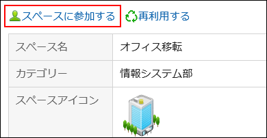 スペースに参加するの操作リンクが赤枠で囲まれている画像