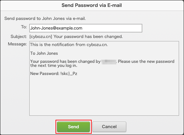 Screenshot: "Send" is highlighted