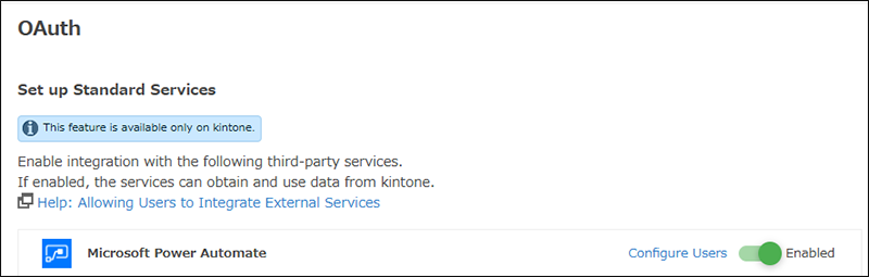 Screenshot: Microsoft Power Automate is enabled