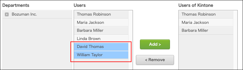Screenshot: Target users are selected