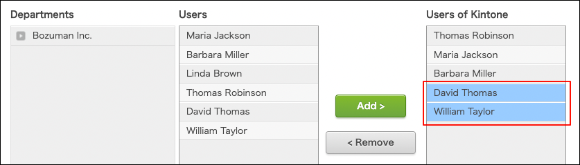 Screenshot: Target users are selected