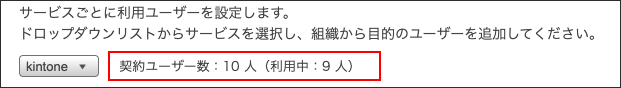 スクリーンショット：現在の契約ユーザー数が表示されている