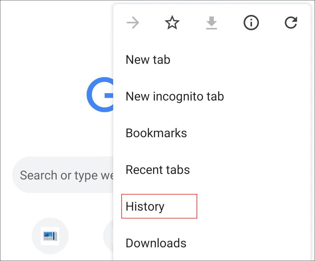 Image where the history link is displayed