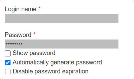 Screenshot: The password settings
