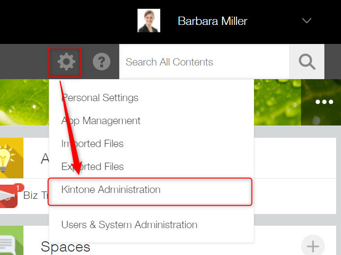 Opening kintone administration