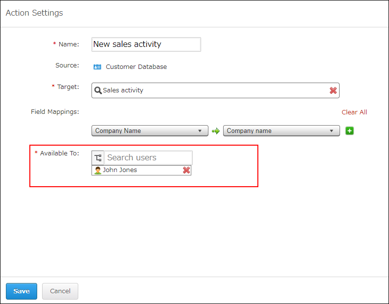 Screenshot: The "Available to" section is highlighted