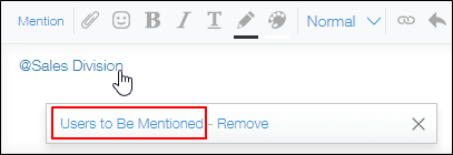 Screenshot: The "Users to be mentioned" link is highlighted