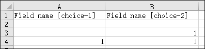 Screenshot: Values of checked options are exported into separate columns