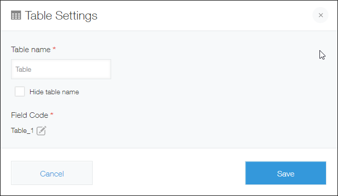 Screenshot: The "Table settings" screen