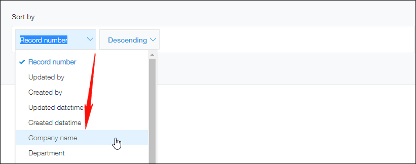 The "Sort by" section