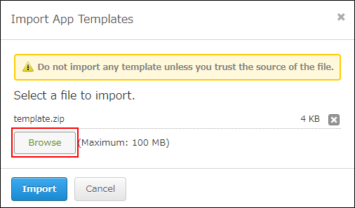 Screenshot: The "Browse" button is outlined