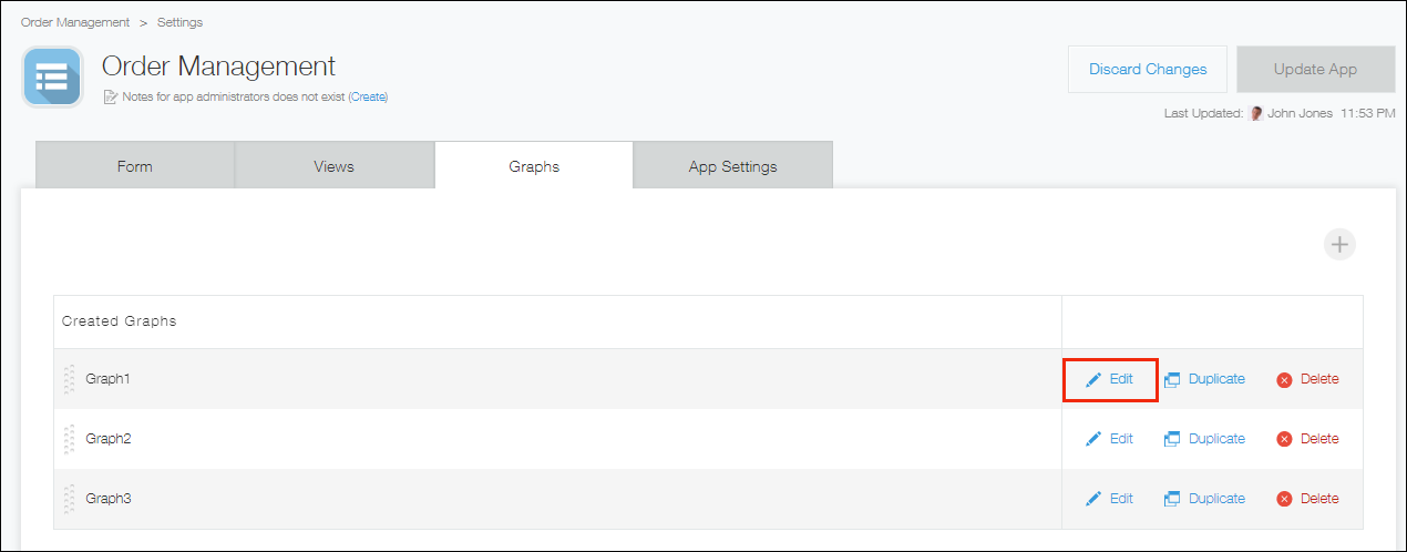 Screenshot: The "Graphs" tab on the "App settings" screen