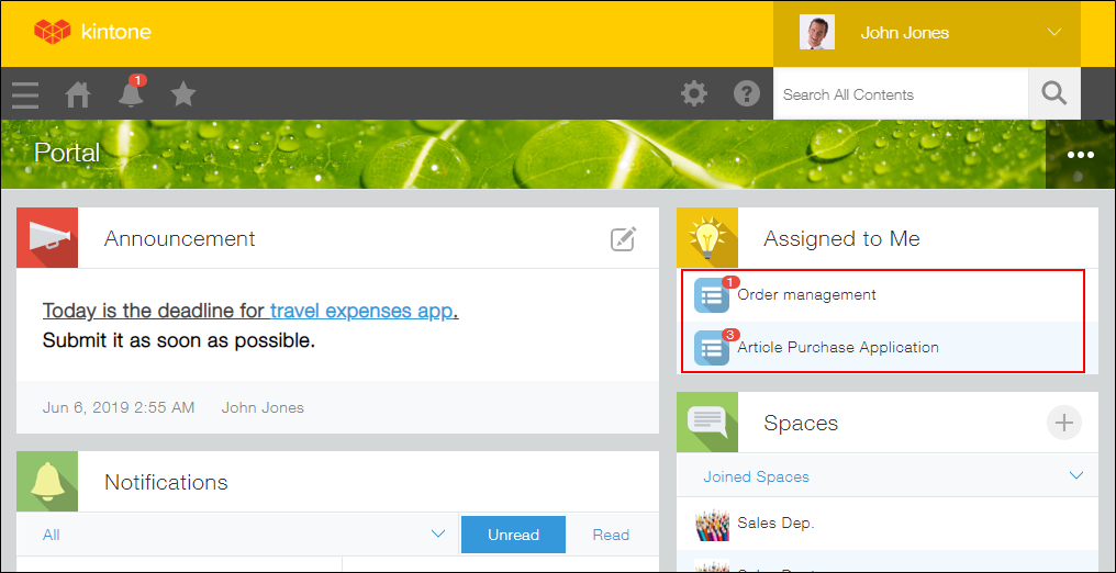 Screenshot: Apps in the "Assigned to me" section of Portal are highlighted