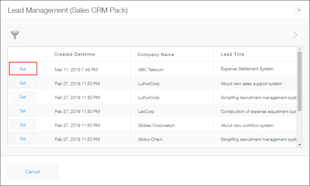 Screenshot: Selecting which data to retrieve
