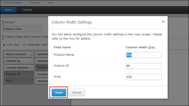 Screenshot: The "Save" button is outlined