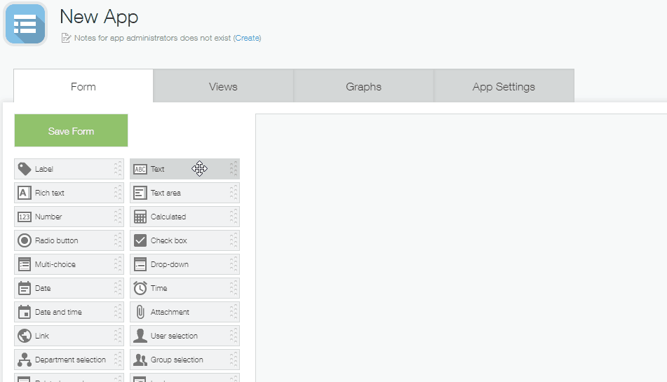 Screenshot: Placing fields on the form
