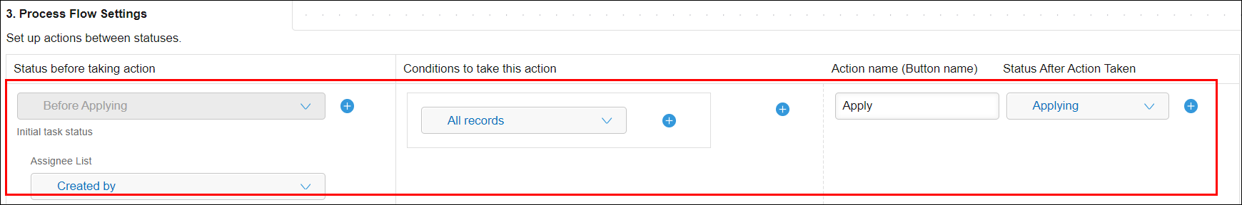 Screenshot: Example settings