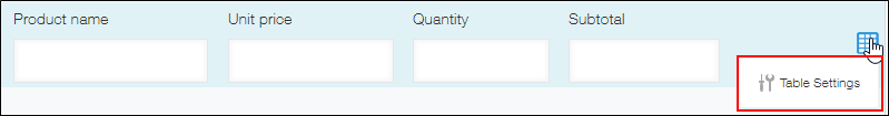 Screenshot: The "Table settings" option is highlighted