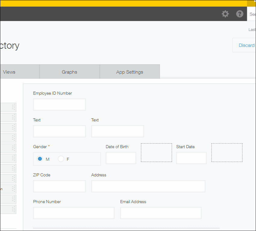 Screenshot: Changing the field name and field code