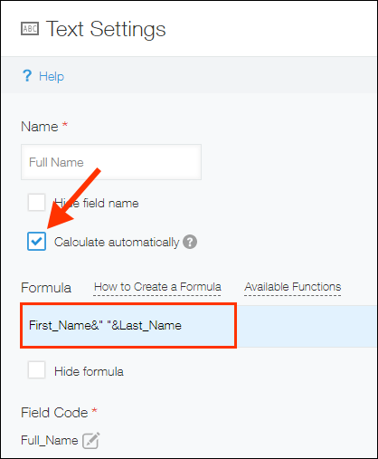 Screenshot: Entering a formula