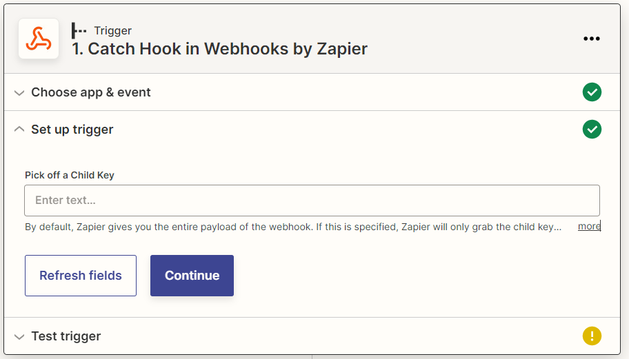 Screenshot: The screen that appears after selecting an event