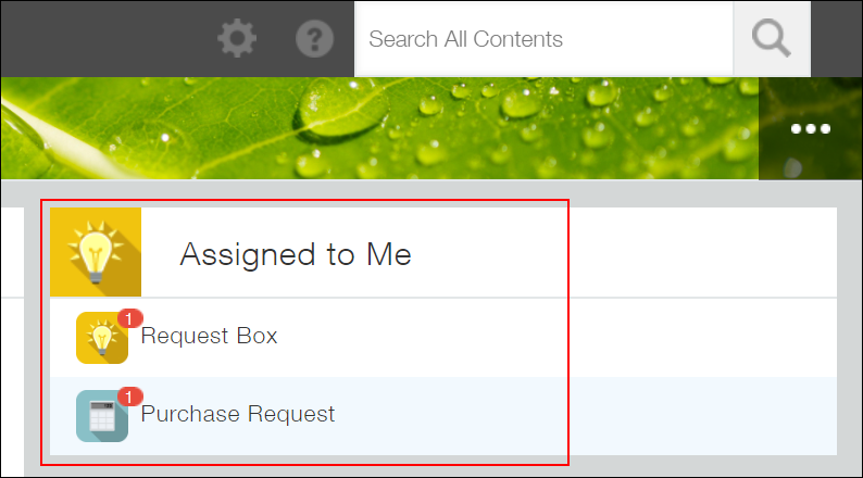 Screenshot: The "Assigned to me" section on Portal. A number is displayed on each app to show the number of records for which a user has been specified as an assignee