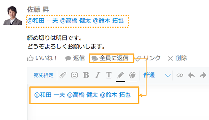 「全員に返信」の追加