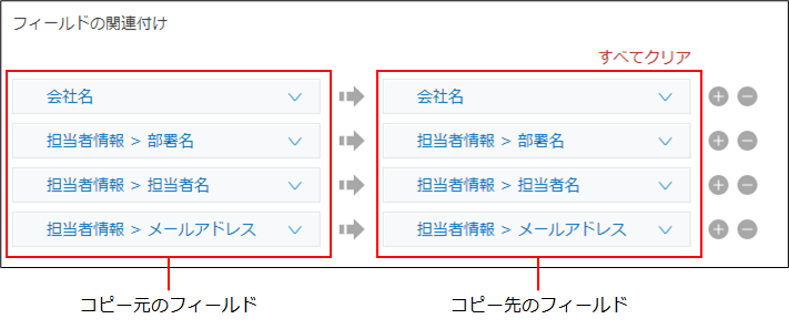 スクリーンショット：「フィールドの関連付け」を枠線で強調している