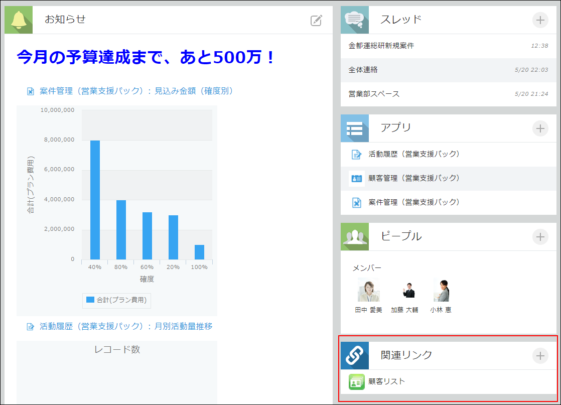 スクリーンショット：「関連リンク」を枠線で強調している