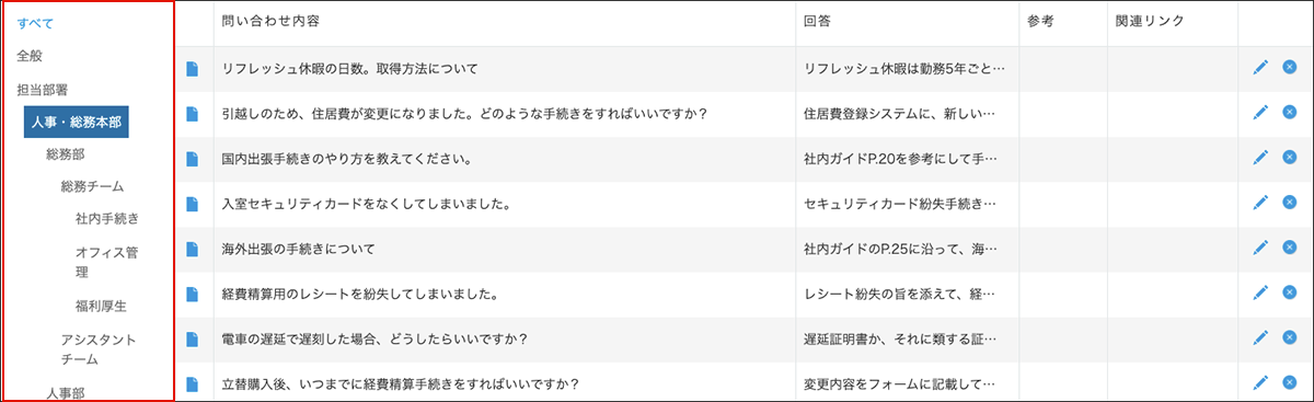 スクリーンショット：カテゴリーに分類されたレコードが一覧表示されカテゴリー表示エリアが枠線で強調されている